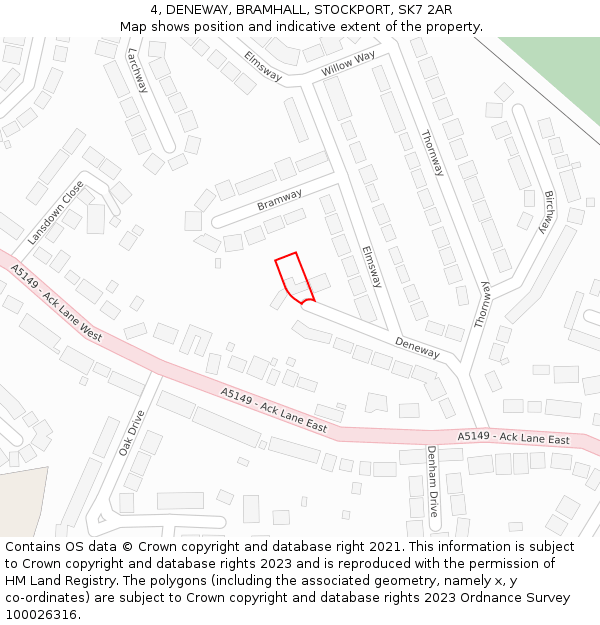 4, DENEWAY, BRAMHALL, STOCKPORT, SK7 2AR: Location map and indicative extent of plot