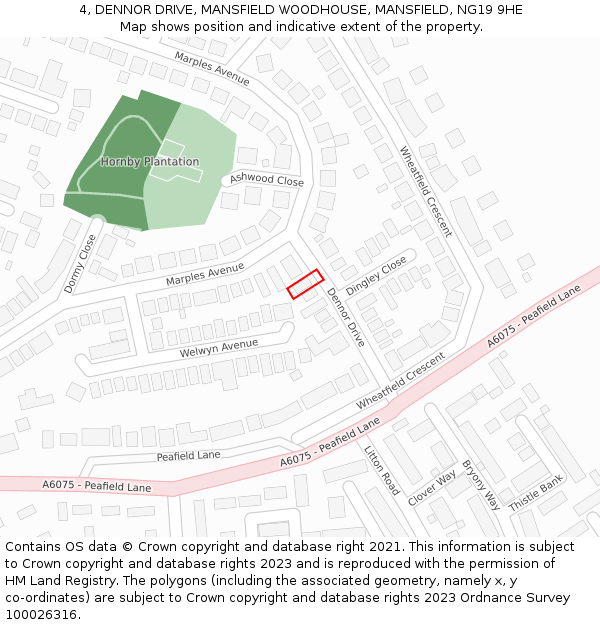 4, DENNOR DRIVE, MANSFIELD WOODHOUSE, MANSFIELD, NG19 9HE: Location map and indicative extent of plot