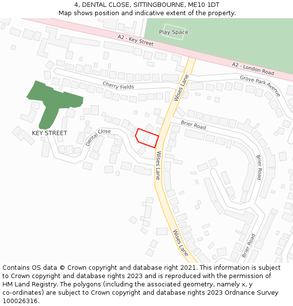 4, DENTAL CLOSE, SITTINGBOURNE, ME10 1DT: Location map and indicative extent of plot