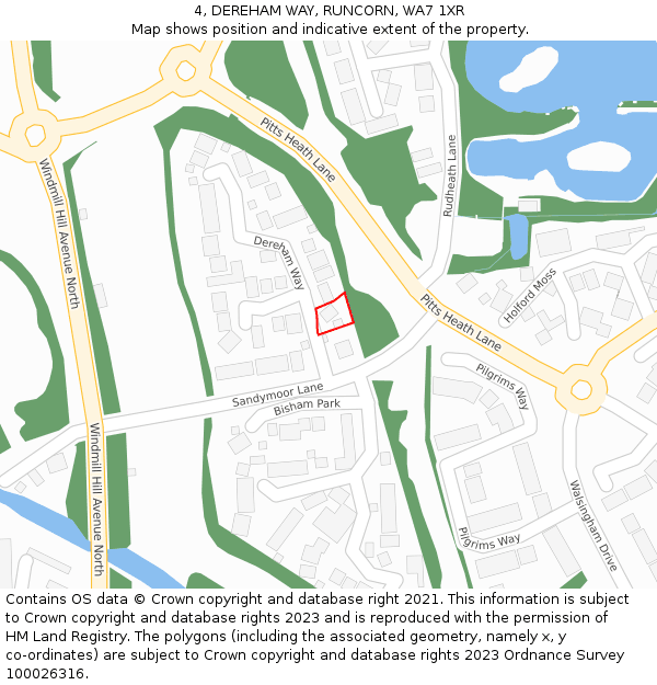 4, DEREHAM WAY, RUNCORN, WA7 1XR: Location map and indicative extent of plot