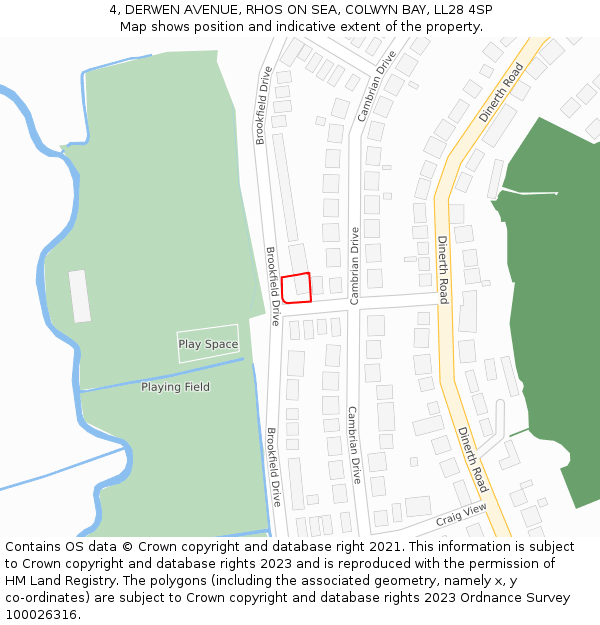 4, DERWEN AVENUE, RHOS ON SEA, COLWYN BAY, LL28 4SP: Location map and indicative extent of plot