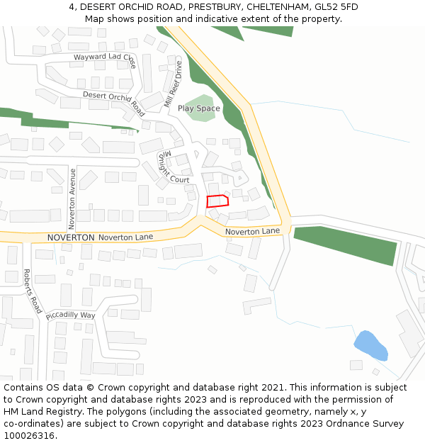 4, DESERT ORCHID ROAD, PRESTBURY, CHELTENHAM, GL52 5FD: Location map and indicative extent of plot