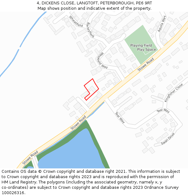 4, DICKENS CLOSE, LANGTOFT, PETERBOROUGH, PE6 9RT: Location map and indicative extent of plot