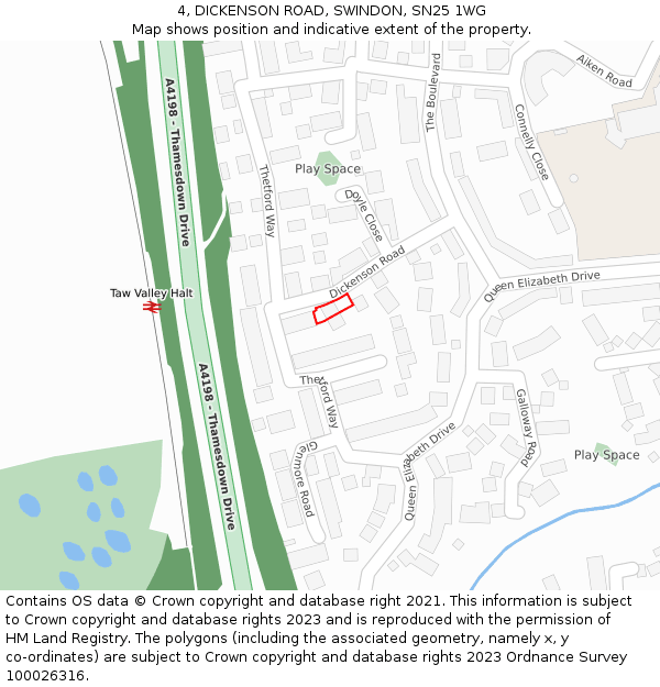 4, DICKENSON ROAD, SWINDON, SN25 1WG: Location map and indicative extent of plot