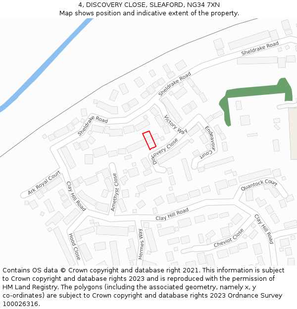 4, DISCOVERY CLOSE, SLEAFORD, NG34 7XN: Location map and indicative extent of plot