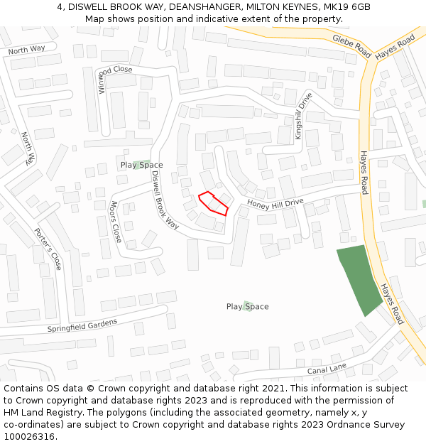 4, DISWELL BROOK WAY, DEANSHANGER, MILTON KEYNES, MK19 6GB: Location map and indicative extent of plot