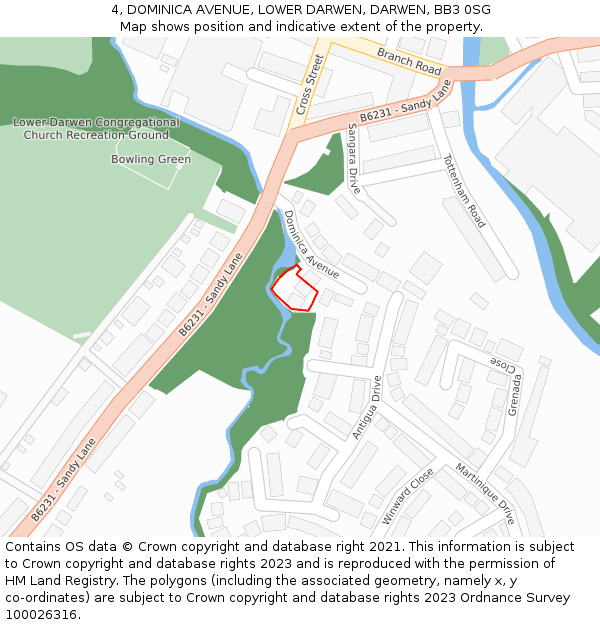 4, DOMINICA AVENUE, LOWER DARWEN, DARWEN, BB3 0SG: Location map and indicative extent of plot