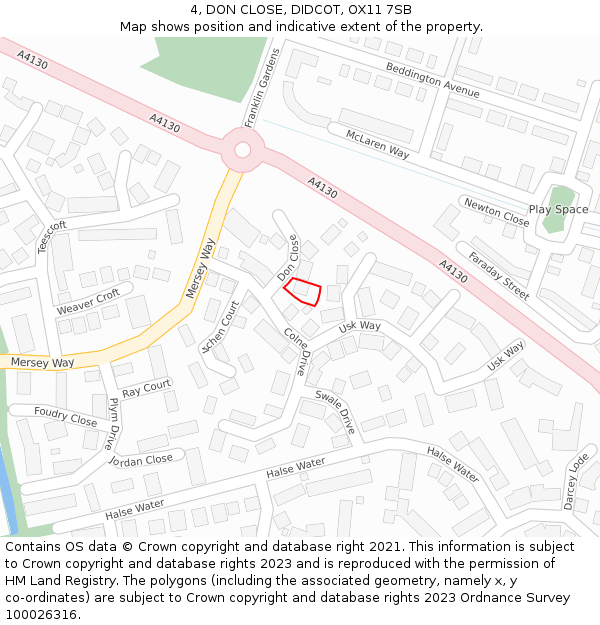 4, DON CLOSE, DIDCOT, OX11 7SB: Location map and indicative extent of plot