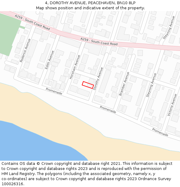 4, DOROTHY AVENUE, PEACEHAVEN, BN10 8LP: Location map and indicative extent of plot