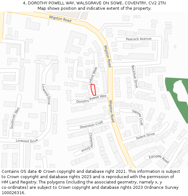 4, DOROTHY POWELL WAY, WALSGRAVE ON SOWE, COVENTRY, CV2 2TN: Location map and indicative extent of plot