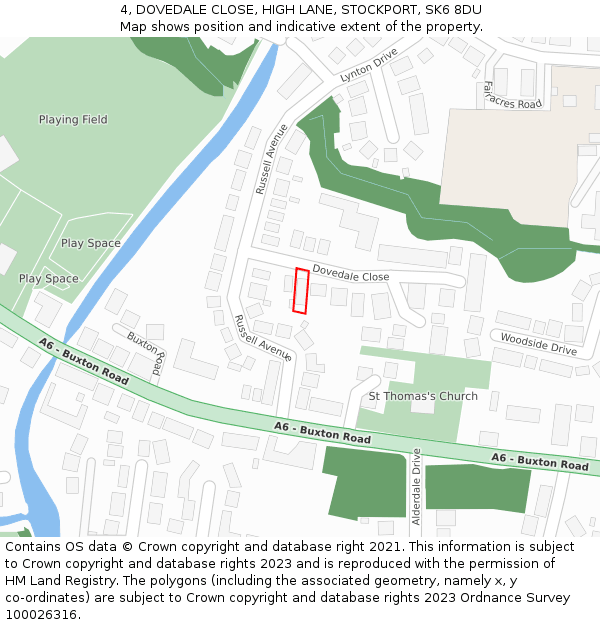 4, DOVEDALE CLOSE, HIGH LANE, STOCKPORT, SK6 8DU: Location map and indicative extent of plot
