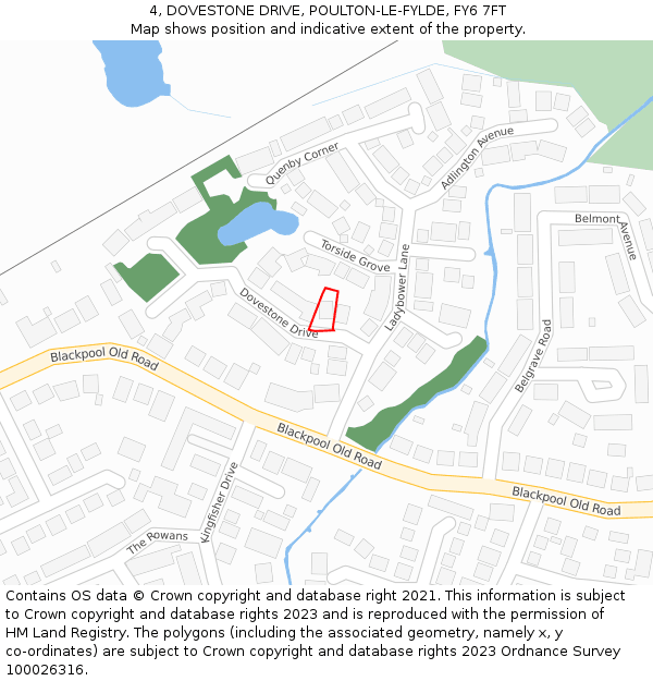 4, DOVESTONE DRIVE, POULTON-LE-FYLDE, FY6 7FT: Location map and indicative extent of plot