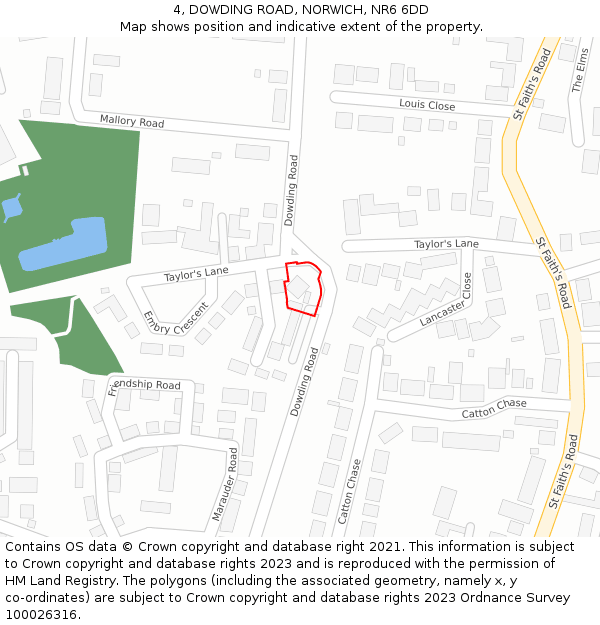 4, DOWDING ROAD, NORWICH, NR6 6DD: Location map and indicative extent of plot