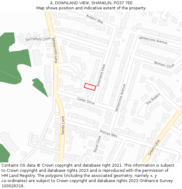 4, DOWNLAND VIEW, SHANKLIN, PO37 7EE: Location map and indicative extent of plot