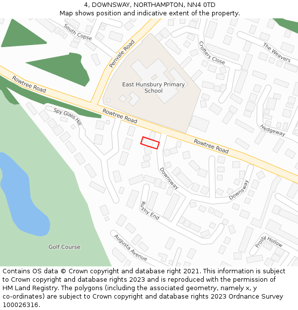 4, DOWNSWAY, NORTHAMPTON, NN4 0TD: Location map and indicative extent of plot