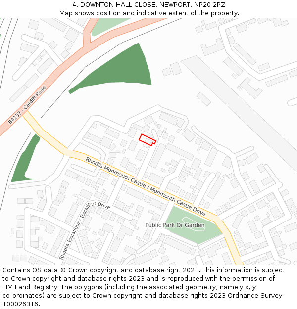 4, DOWNTON HALL CLOSE, NEWPORT, NP20 2PZ: Location map and indicative extent of plot