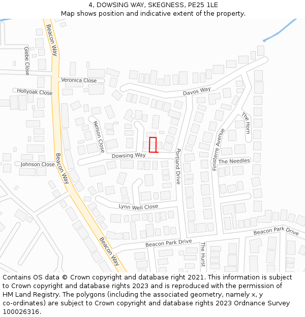 4, DOWSING WAY, SKEGNESS, PE25 1LE: Location map and indicative extent of plot