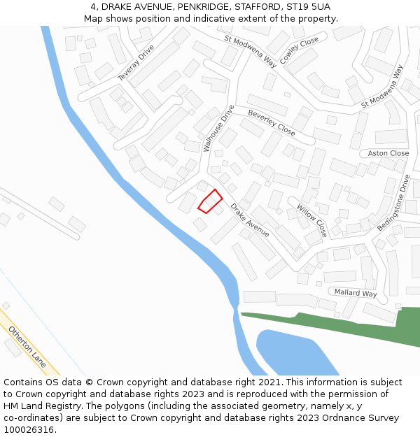 4, DRAKE AVENUE, PENKRIDGE, STAFFORD, ST19 5UA: Location map and indicative extent of plot