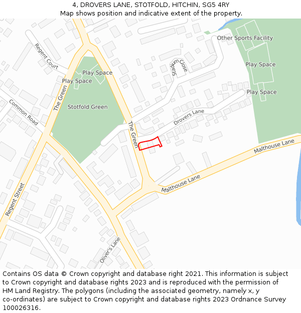 4, DROVERS LANE, STOTFOLD, HITCHIN, SG5 4RY: Location map and indicative extent of plot