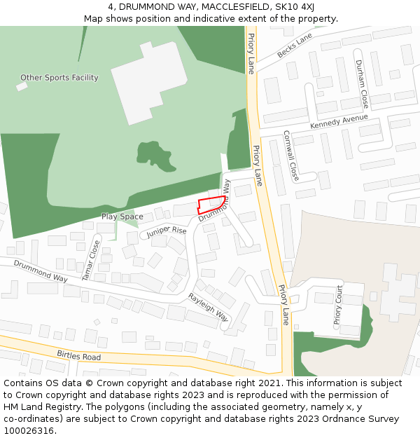 4, DRUMMOND WAY, MACCLESFIELD, SK10 4XJ: Location map and indicative extent of plot