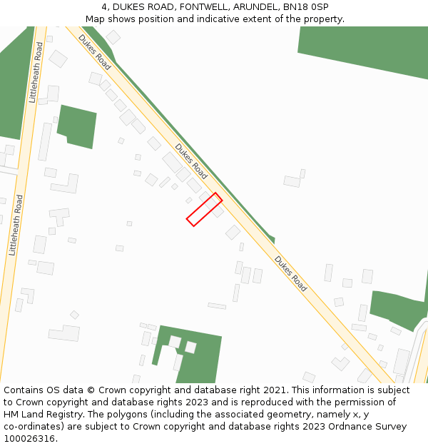 4, DUKES ROAD, FONTWELL, ARUNDEL, BN18 0SP: Location map and indicative extent of plot