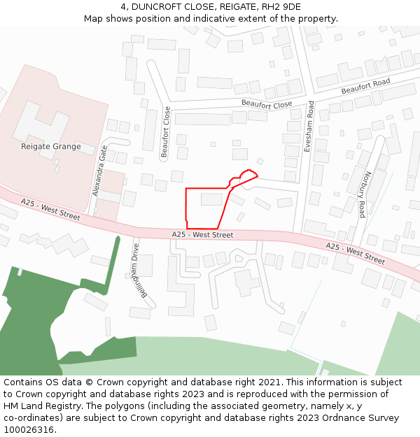 4, DUNCROFT CLOSE, REIGATE, RH2 9DE: Location map and indicative extent of plot