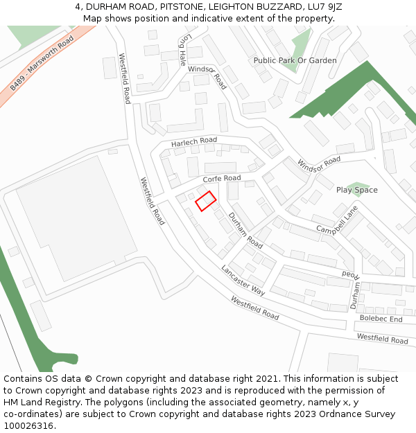 4, DURHAM ROAD, PITSTONE, LEIGHTON BUZZARD, LU7 9JZ: Location map and indicative extent of plot