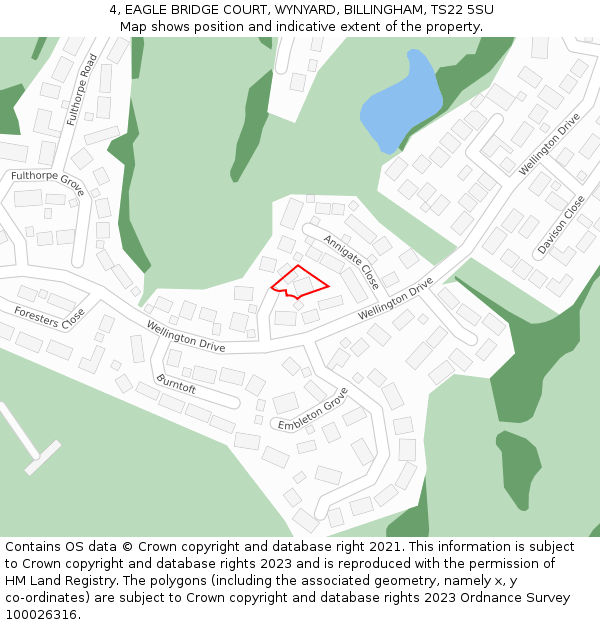 4, EAGLE BRIDGE COURT, WYNYARD, BILLINGHAM, TS22 5SU: Location map and indicative extent of plot