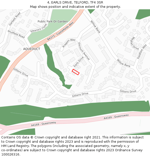4, EARLS DRIVE, TELFORD, TF4 3SR: Location map and indicative extent of plot