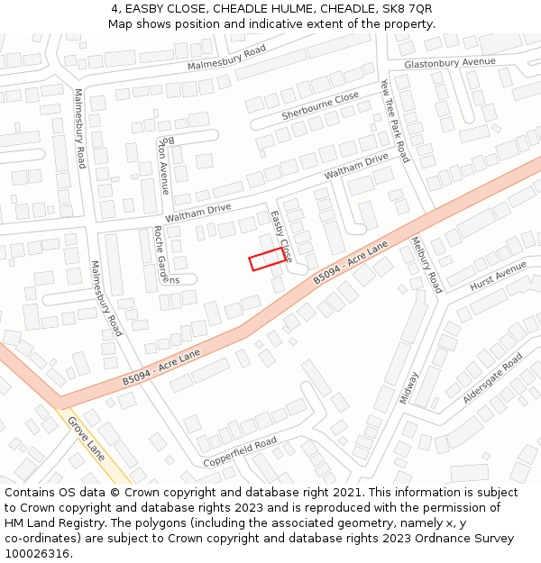 4, EASBY CLOSE, CHEADLE HULME, CHEADLE, SK8 7QR: Location map and indicative extent of plot