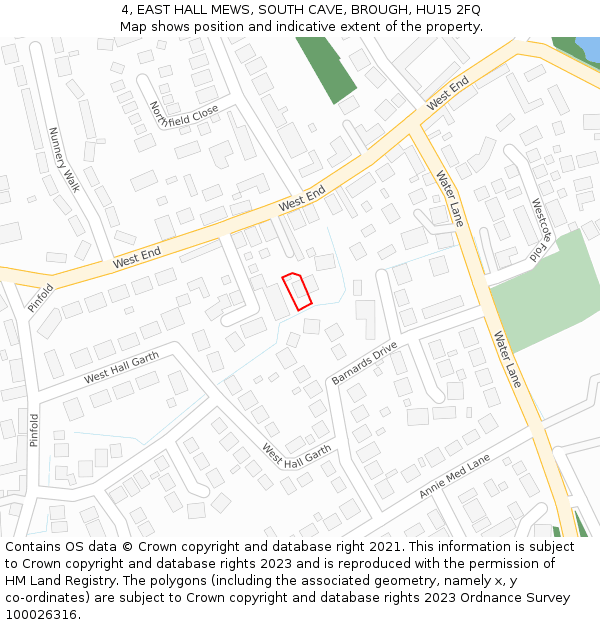 4, EAST HALL MEWS, SOUTH CAVE, BROUGH, HU15 2FQ: Location map and indicative extent of plot