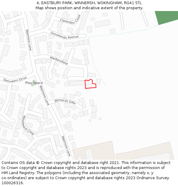 4, EASTBURY PARK, WINNERSH, WOKINGHAM, RG41 5TL: Location map and indicative extent of plot