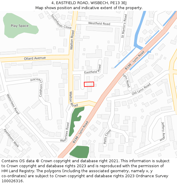 4, EASTFIELD ROAD, WISBECH, PE13 3EJ: Location map and indicative extent of plot