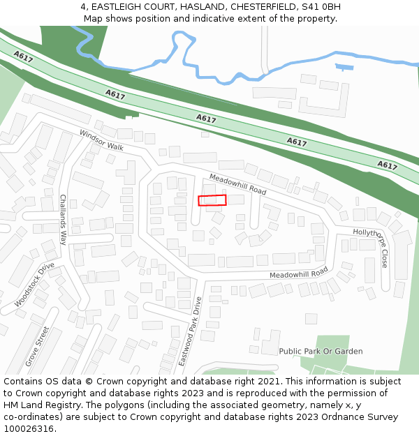 4, EASTLEIGH COURT, HASLAND, CHESTERFIELD, S41 0BH: Location map and indicative extent of plot