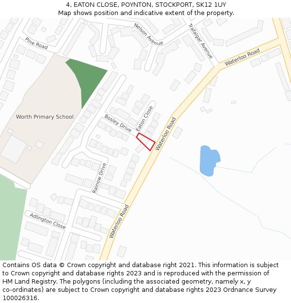 4, EATON CLOSE, POYNTON, STOCKPORT, SK12 1UY: Location map and indicative extent of plot