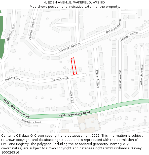 4, EDEN AVENUE, WAKEFIELD, WF2 9DJ: Location map and indicative extent of plot