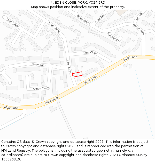 4, EDEN CLOSE, YORK, YO24 2RD: Location map and indicative extent of plot