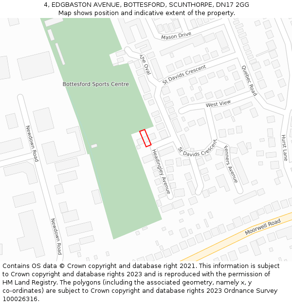 4, EDGBASTON AVENUE, BOTTESFORD, SCUNTHORPE, DN17 2GG: Location map and indicative extent of plot