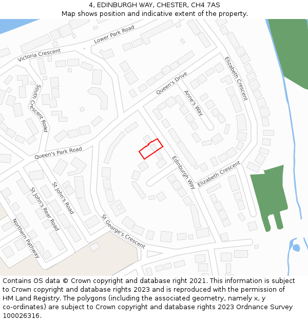 4, EDINBURGH WAY, CHESTER, CH4 7AS: Location map and indicative extent of plot