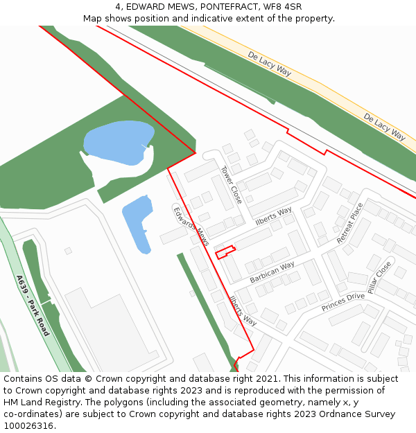 4, EDWARD MEWS, PONTEFRACT, WF8 4SR: Location map and indicative extent of plot