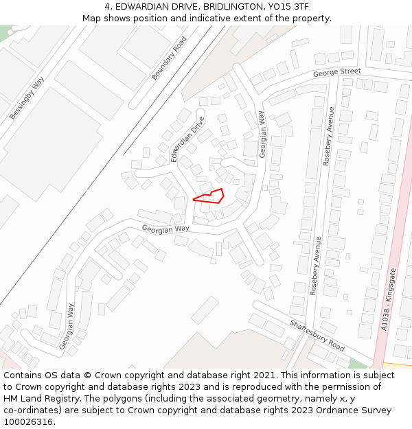 4, EDWARDIAN DRIVE, BRIDLINGTON, YO15 3TF: Location map and indicative extent of plot