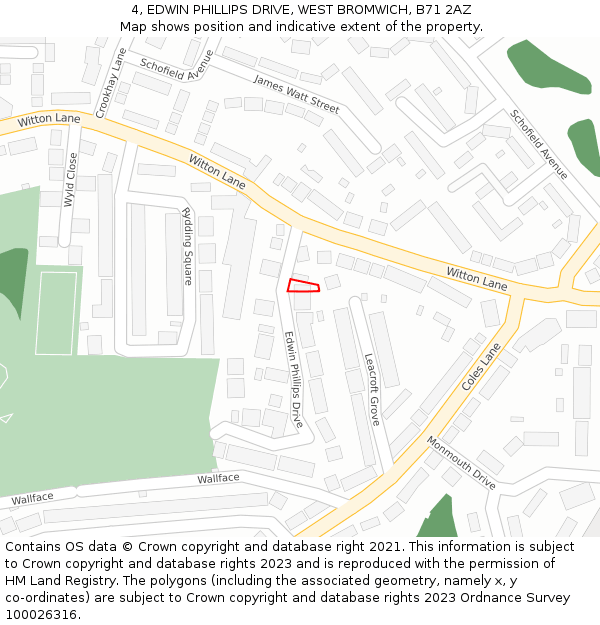 4, EDWIN PHILLIPS DRIVE, WEST BROMWICH, B71 2AZ: Location map and indicative extent of plot