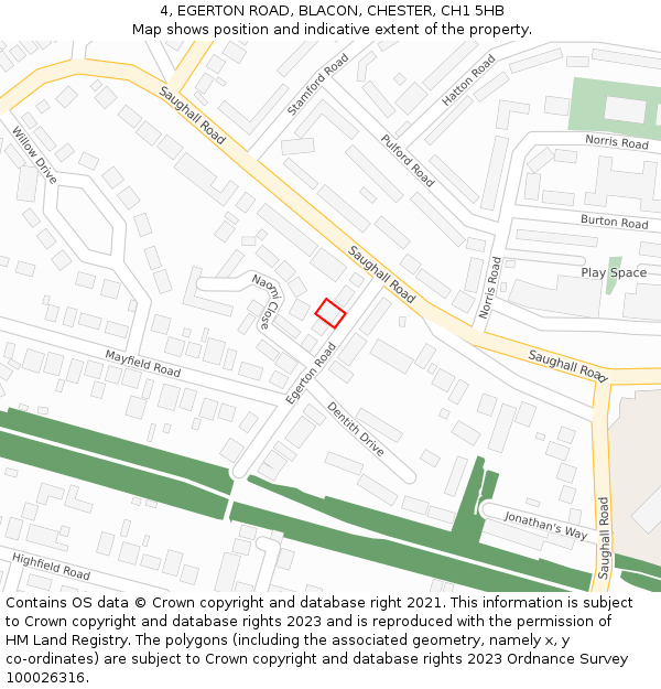 4, EGERTON ROAD, BLACON, CHESTER, CH1 5HB: Location map and indicative extent of plot