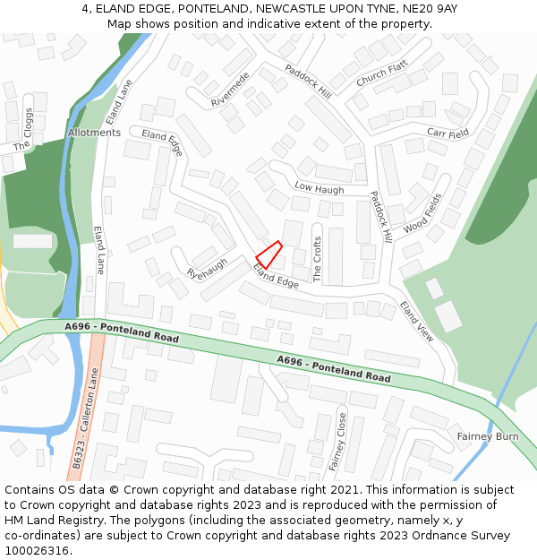 4, ELAND EDGE, PONTELAND, NEWCASTLE UPON TYNE, NE20 9AY: Location map and indicative extent of plot