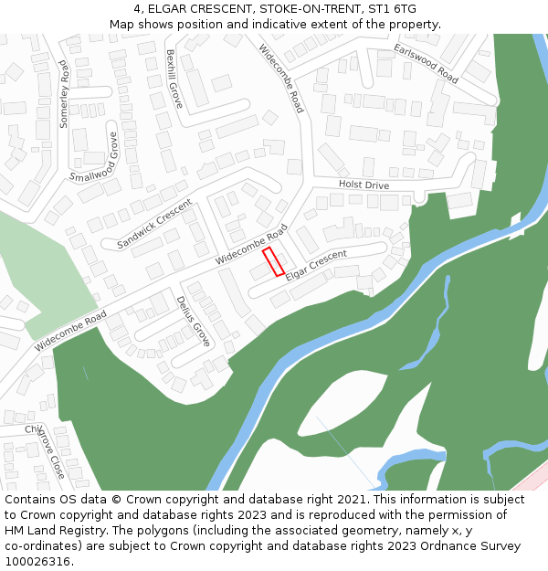 4, ELGAR CRESCENT, STOKE-ON-TRENT, ST1 6TG: Location map and indicative extent of plot