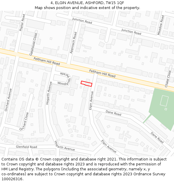 4, ELGIN AVENUE, ASHFORD, TW15 1QF: Location map and indicative extent of plot