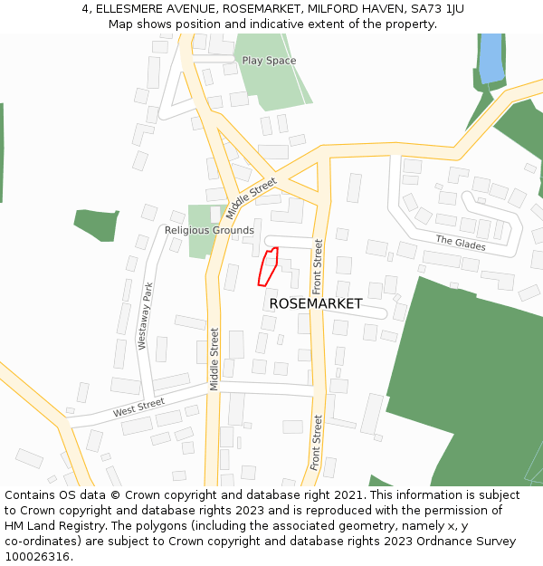 4, ELLESMERE AVENUE, ROSEMARKET, MILFORD HAVEN, SA73 1JU: Location map and indicative extent of plot