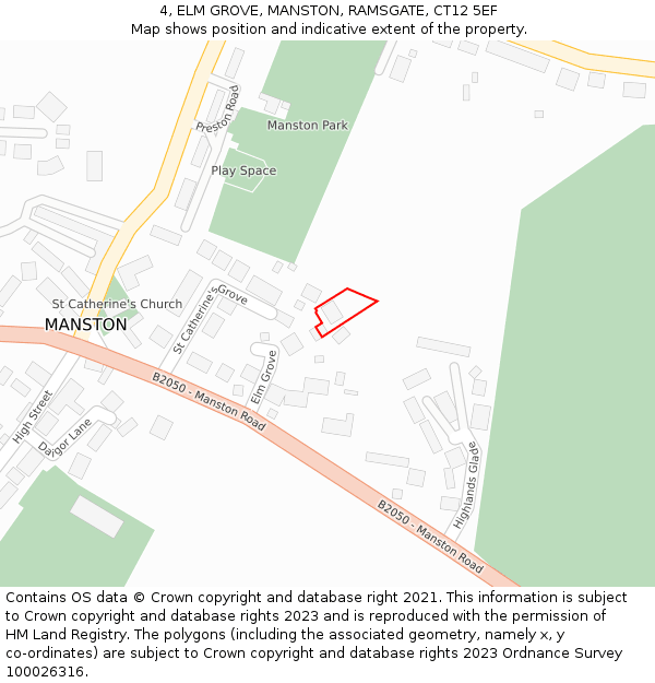 4, ELM GROVE, MANSTON, RAMSGATE, CT12 5EF: Location map and indicative extent of plot