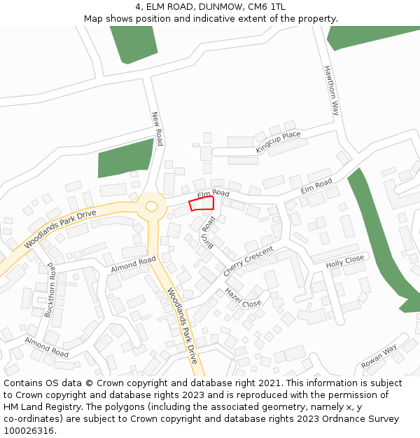 4, ELM ROAD, DUNMOW, CM6 1TL: Location map and indicative extent of plot