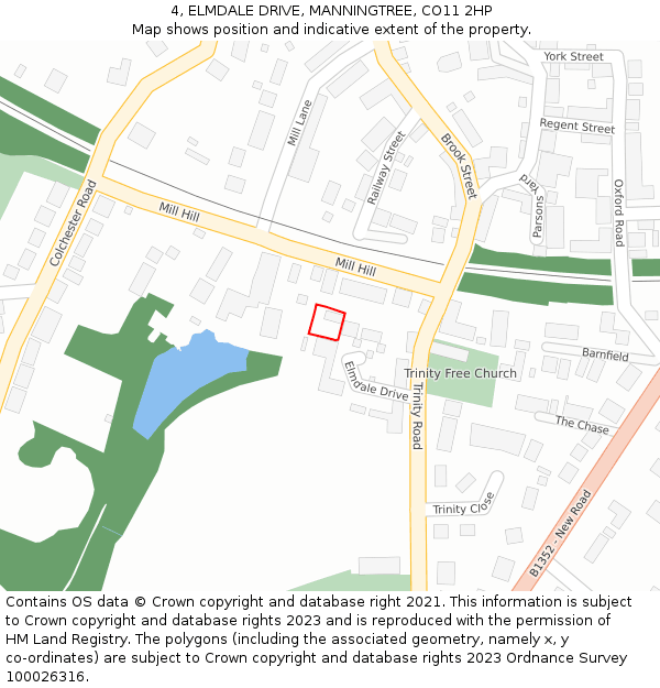 4, ELMDALE DRIVE, MANNINGTREE, CO11 2HP: Location map and indicative extent of plot